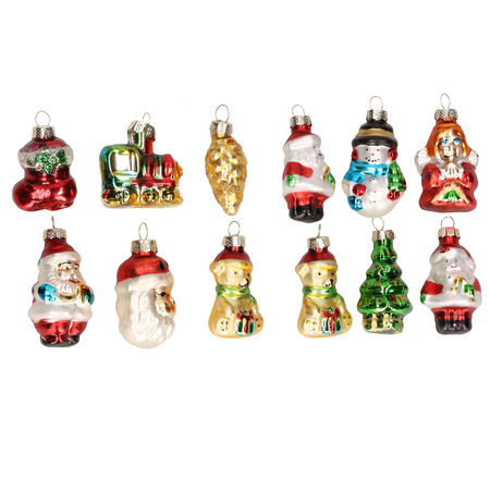 12x Christmas hanging decorations of glass 5 cm 