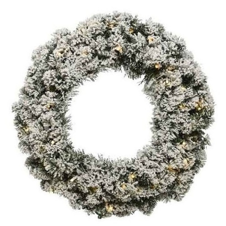 Set of 2x pieces green/white Christmas led wreath 60 cm Imperial with snow