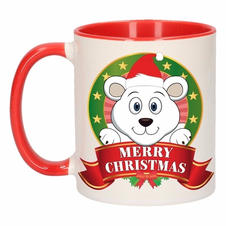 Set of 2x pieces christmas mugs with polar bear print 300 ml