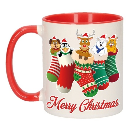 Set of 2x pieces christmas mugs Merry Christmas 300 ml
