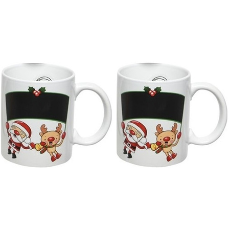 Set of 4x pieces christmas mug/cup 300 ml reindeer/santa with bell