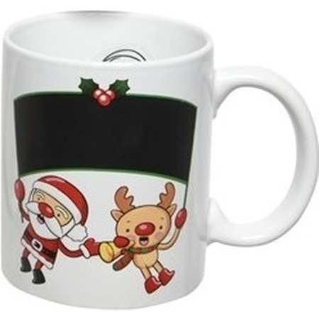 Set of 4x pieces christmas mug/cup 300 ml reindeer/santa with bell