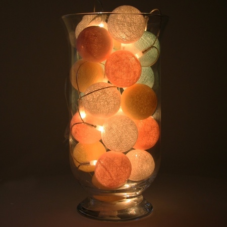 Lightrope pastel balls in vase