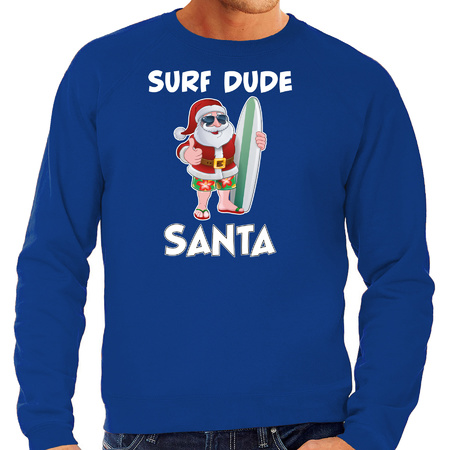 Surf dude Santa fun Kersttrui / outfit blauw voor heren