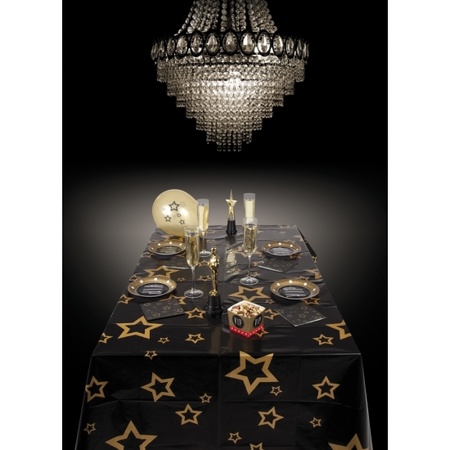 Tablecloth black with gold stars