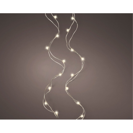 Timer draadverlichting zilverdraad 40 warm witte lampjes -195 cm