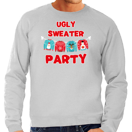Ugly sweater party foute Kersttrui / outfit grijs voor heren
