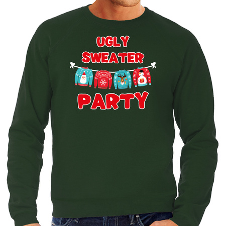 Ugly sweater party foute Kersttrui / outfit groen voor heren