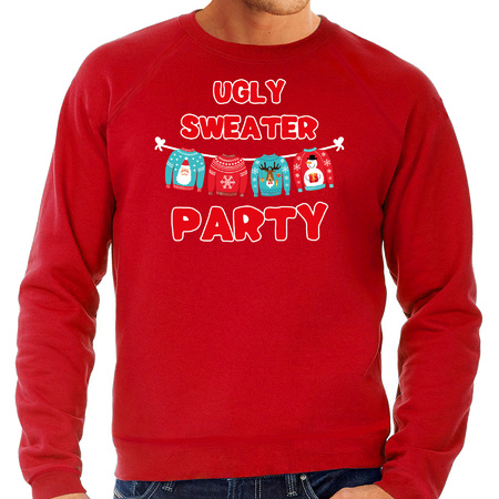 Ugly sweater party foute Kersttrui / outfit rood voor heren