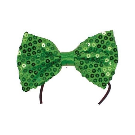 Green bow tie with sequins dress-up accessories for adults