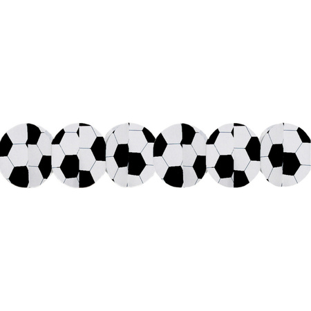 Voetbal thema feestslinger - zwart/wit - papier - 300 cm
