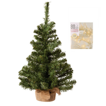 Green artificial christmas tree 60 cm with warm white lights