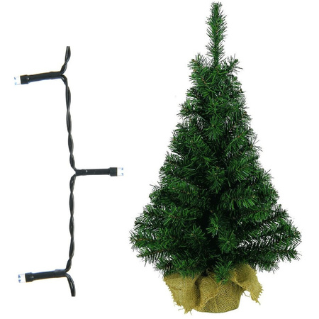 Artificial christmas tree green 75 cm including warm white lights on batteries