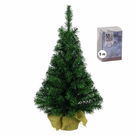 Artificial Christmas tree green 45 cm with clear white lights
