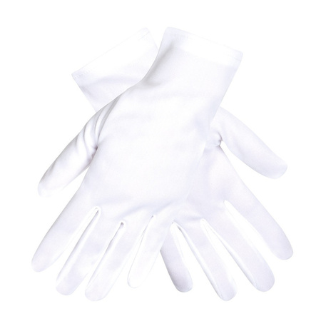 Voordelige verkleed handschoenen kort model - wit - volwassenen - mime/kerstman/sinterklaas/fantasy
