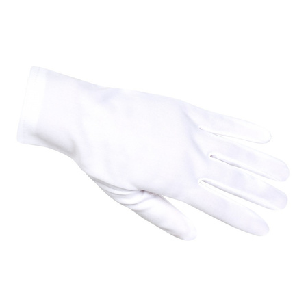 Party gloves short model - white - adults - polyester - mime/santa/fantasy