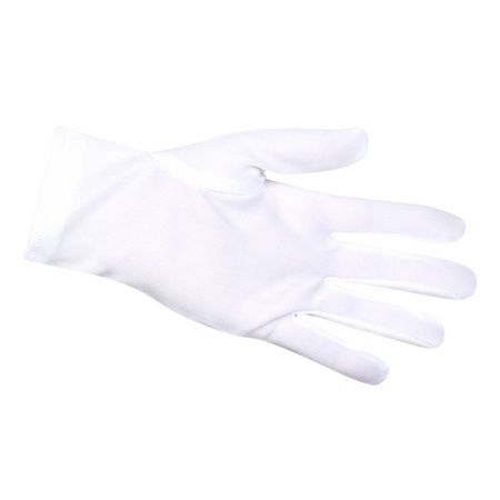 Party gloves short model - white - adults - polyester - mime/santa/fantasy