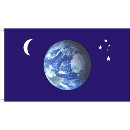 Wereldbol versiering vlag met sterren en maan