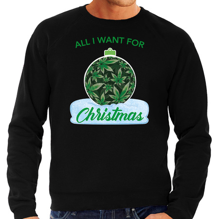 Wiet Kerstbal sweater / foute kersttrui All i want for Christmas zwart voor heren