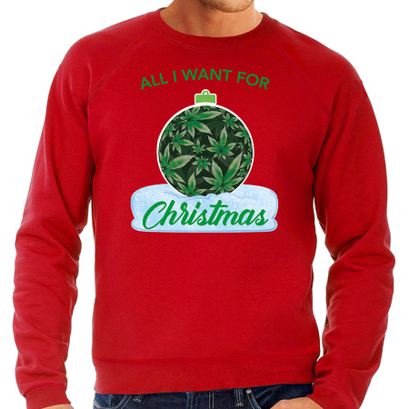 Weed Christmas ball sweater / Christmas sweater All i want for Christmas red for men