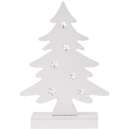 White wooden Christmas tree 28 cm decoration