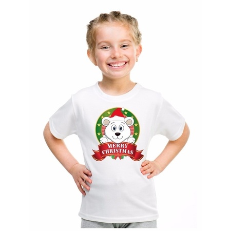 Christmas t-shirt for children white with polar bear