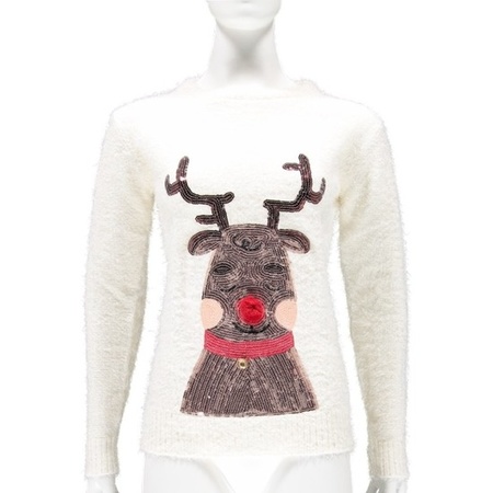 White Christmas jumper reindeer for ladies
