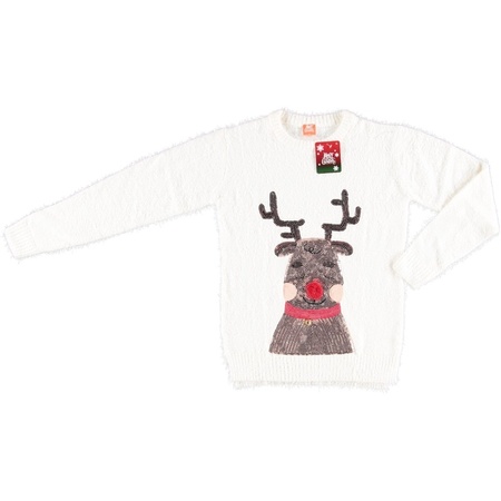 White Christmas jumper reindeer for ladies