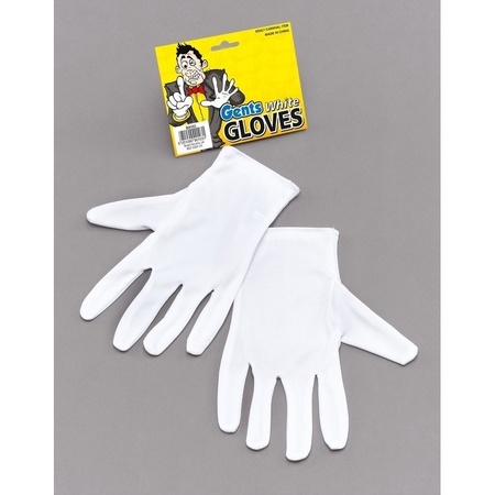 Witte korte Kerstman handschoenen voor volwassenen