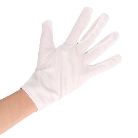 White short Santa gloves for adults