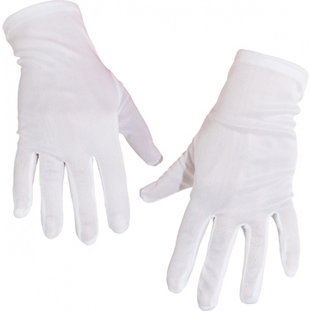 White carnaval gloves short for adults