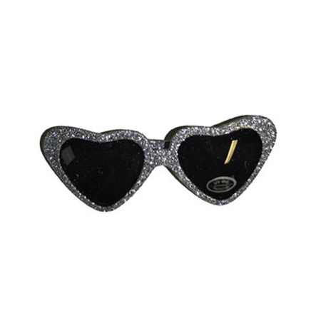 Silver hearts glasses with glitter