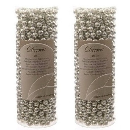 Silver beaded Christmas garland 10 mtr 2 pieces
