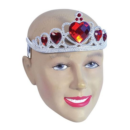 Silver tiara with red stones