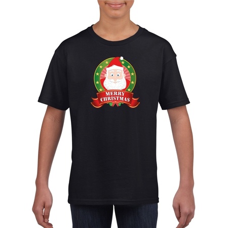 Christmas t-shirt for children black with Santa